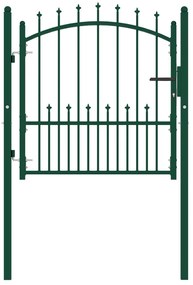 Cancello per Recinzione con Punte in Acciaio 100x100 cm Verde