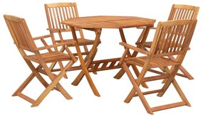 Set da pranzo per giardino 5 pz in legno massello di acacia