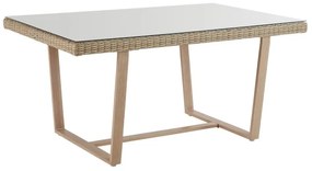 Tavolo da pranzo per giardino Medena NATERIAL in alluminio con piano in vetro beige per 6 persone 100x200cm