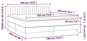 Letto a Molle Materasso e LED Grigio Scuro 180x200cm in Tessuto