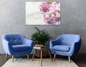 Quadro su tela – Splendidi fiori su sfondo di marmo