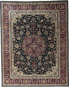 Mashad Tappeto persiano 390x310 Blu (Iran) Annodato A Mano