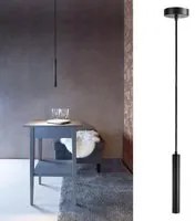 Lampada sospensione SLIM LED 5W pendente DIMMERABILE cilindro luce sospesa 2700K tavolo cucina bar RA90 230V NERO