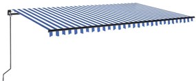 Tenda da Sole Retrattile Manuale con LED 500x300cm Blu e Bianco