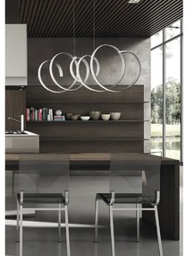 Lampada a sospensione SCIA a LED in metallo 100 cm con finitura Silver