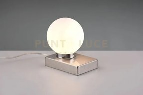 Davi ii lampada da tavolo acciaio sfera vetro bianco  h.15cm 1 luce...