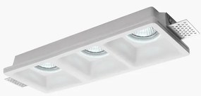 Portafaretto 3xGU10 o MR16 in Gesso Pitturabile Rettangolare 280x100mm Materiale Gesso