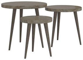 Set di tavolini 3 pz grigi in mdf e ferro