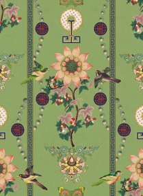 Mindthegap Carta da parati Lin Yuan - Absinthe Green/ Pink/ Yellow/ Red