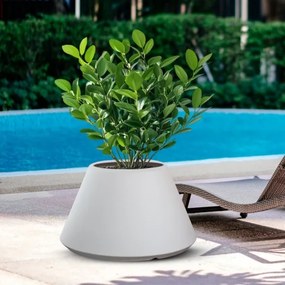 Vaso in resina da esterno interno tondo conico d.60x35h Stromboli Bianco