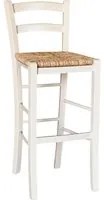 Sgabello Alto in Legno Bianco 73 cm Stile Rustico per Casa e Bar