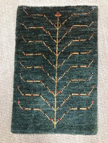 Gabbeh Tappeto 60x40 Verde (Iran) Annodato A Mano