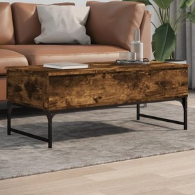 Tavolino Salotto Rovere Fumo 100x50x40cm Multistrato E Metallo /