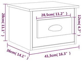 Comodino a Parete Grigio Cemento 41,5x36x28 cm