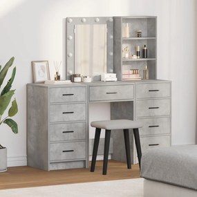 Set da toeletta in 3 pezzi con led - grigio cemento legno ingegnerizzato