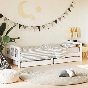 Giroletto Bambini Con Cassetti Bianco 90x200cm Massello Di Pino /