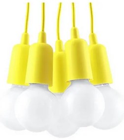 Lampadario su filo DIEGO 5xE27/60W/230V giallo