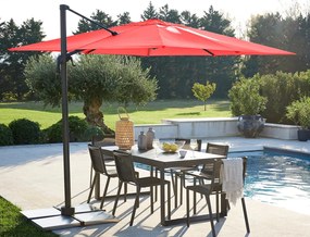 Ombrellone a palo laterale grigio Aura NATERIAL con telo quadrato rosso L 286 x P 286 x H 264 cm