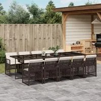 Set da Pranzo da Giardino 11 pz con Cuscini Polyrattan Marrone 3210753