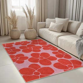 Tappeto rosso e rosa lavabile 60x100 cm Poppy Fields – Mila Home