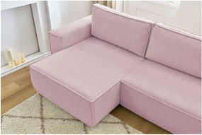 Divano letto a coste rosa ad angolo variabile Nihad - Bobochic Paris