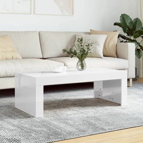 Tavolino da salotto bianco lucido 102x50x36cm legno multistrato