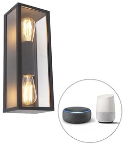 Lampada da parete intelligente nera 38 cm 2 luci IP44 incl. Wifi ST64 - Charlois