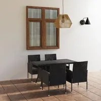 Set da Pranzo da Giardino 5 pz in Polyrattan Nero cod mxl 41781