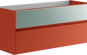 Mobile da bagno sospeso sotto lavabo Niwa 2 cassetti ideale per doppia vasca L119.5 x H50 x P45.5 cm paprika e verde timo cannettato