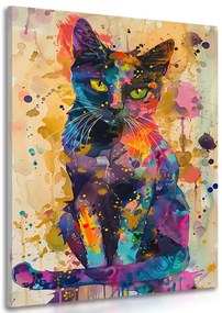 Quadro su tela – Gatto con imitazione di pittura