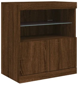 Credenza con luci led rovere marrone 60x37x67 cm