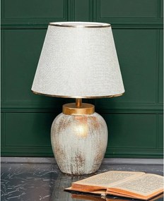 Lampada da tavolo color crema/dorata con paralume in tessuto (altezza totale 47 cm) Yakamoz – Opviq lights