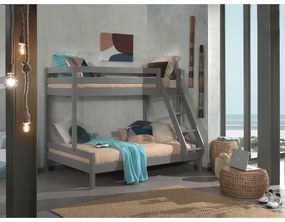 Letto a castello grigio per bambini 140x200/90x200 cm Pino - Vipack
