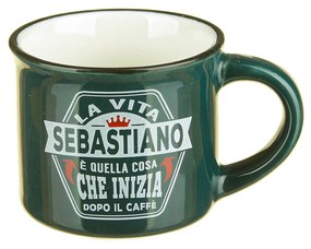 Tazzina caffè con nome Sebastiano in gres porcellanato