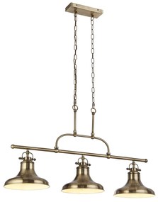 Lampadario Rustico-Country Dallas Acciaio Ottone 3 Luci E27