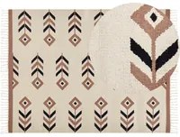 Tappeto Kilim Beige e Nero in cotone 160 x 230 cm a pelo basso Rettangolare reversibile Soggiorno moderno Camera da letto