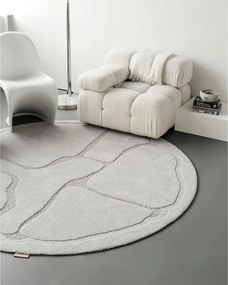 Tappeto rotondo in lana grigio chiaro ø 120 cm Morphic Organica - Agnella