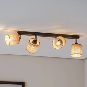 Luminex Faretto da soffitto Adeline paralume in juta a 4 luci lungo