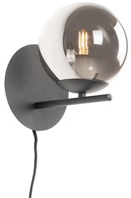 Applique Art Déco nera con vetro fumé - Flore