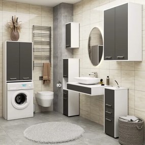 Mobile Coprilavatrice Lavanderia 2 Ante A Colonna 64x30x180 Diana Bianco/Grafite