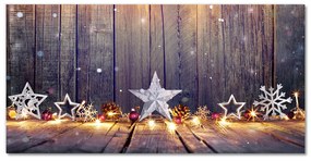 Quadro di vetro Ornamenti di stelle di Natale con luce di Natale 100x50 cm