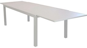 DEXTER - set tavolo in alluminio cm 200/300 x 100 x 74 h con 6 sedie e 2 poltrone Aulus