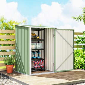 Casetta da Giardino Porta Attrezzi 100x104x160 cm con Porta in Acciaio Galvanizzato Verde Chiaro...