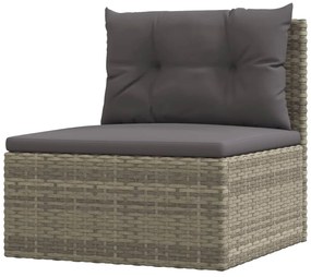 Set Divani da Giardino 5 pz con Cuscini in Polyrattan Grigio