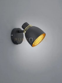 Punch spot singolo orientabile metallo nero e oro h. 14cm 1 luce at...