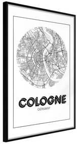 Poster  City Map: Cologne (Round)  Cornice Quadri Cornice nera, Larghezza x Altezza Home decor 40x60