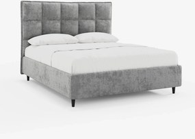 AURO letto imbottito con vano contenitore e testiera capitonné alta in ciniglia Oeko-Tex®