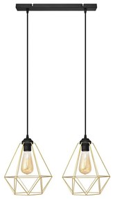 Lampadario a sospensione con filo KARO 2xE27/15W/230V oro/nero