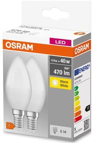 SET 2x Lampadina LED B38 E14/4,9W/230V 3000K - Osram