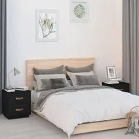 Comodini Neri 2 pz 40x34x45 cm in Legno Massello di Pino cod mxl 30276